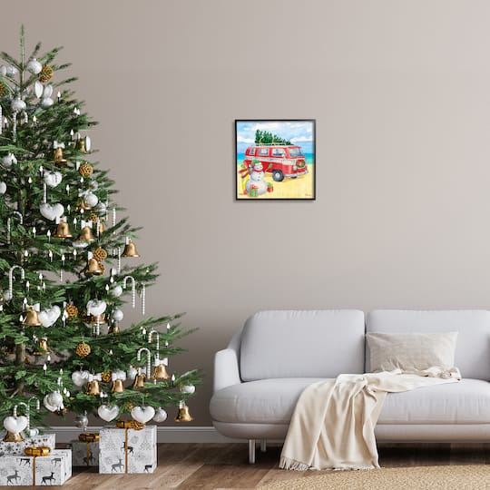 Stupell Industries Christmas Beach Nautical Van Framed Giclee Art